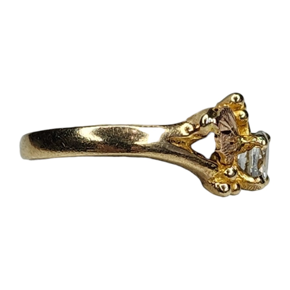 Vintage 10KT Black Hills Gold Clear Topaz Ring Size 6.25 Signed L - Picture 5 of 10